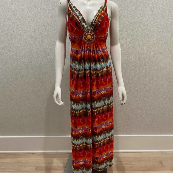 55. MUSE Tie Dye Gorgeous Color Maxi Dress Size 10 - Picture 2 of 9